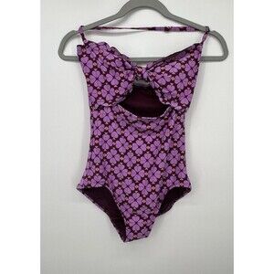 Kate Spade Floral Cut Out One Piece Swimsuit Size S Purple Beach Pool Vacation
